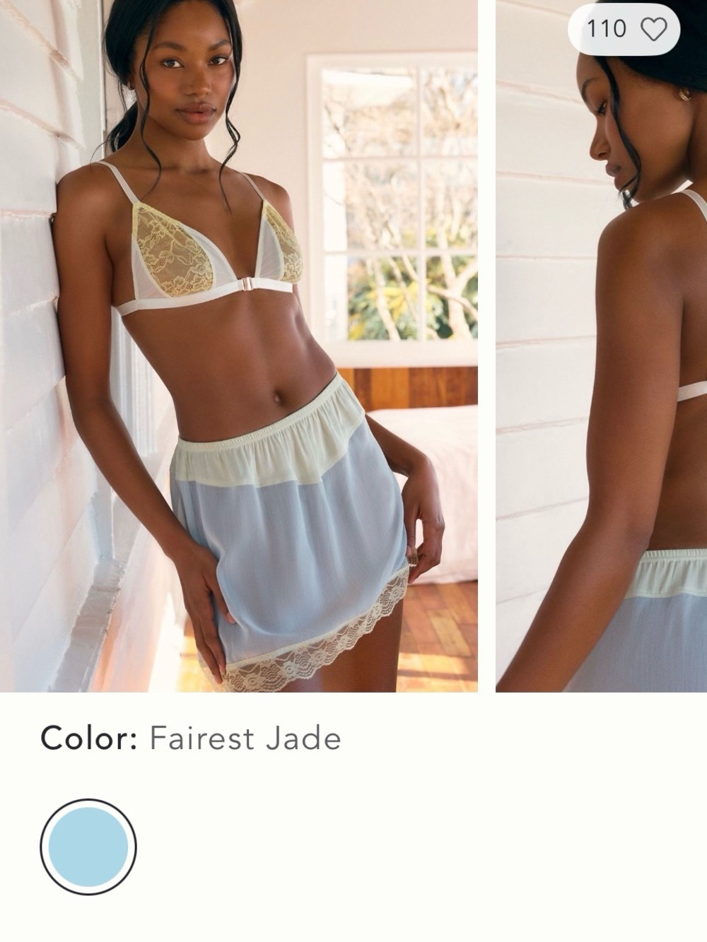Anthropologie LyreBird Lace and Mesh Bralette Sheer in Fairest Jade yellow/white - Picture 3 of 4